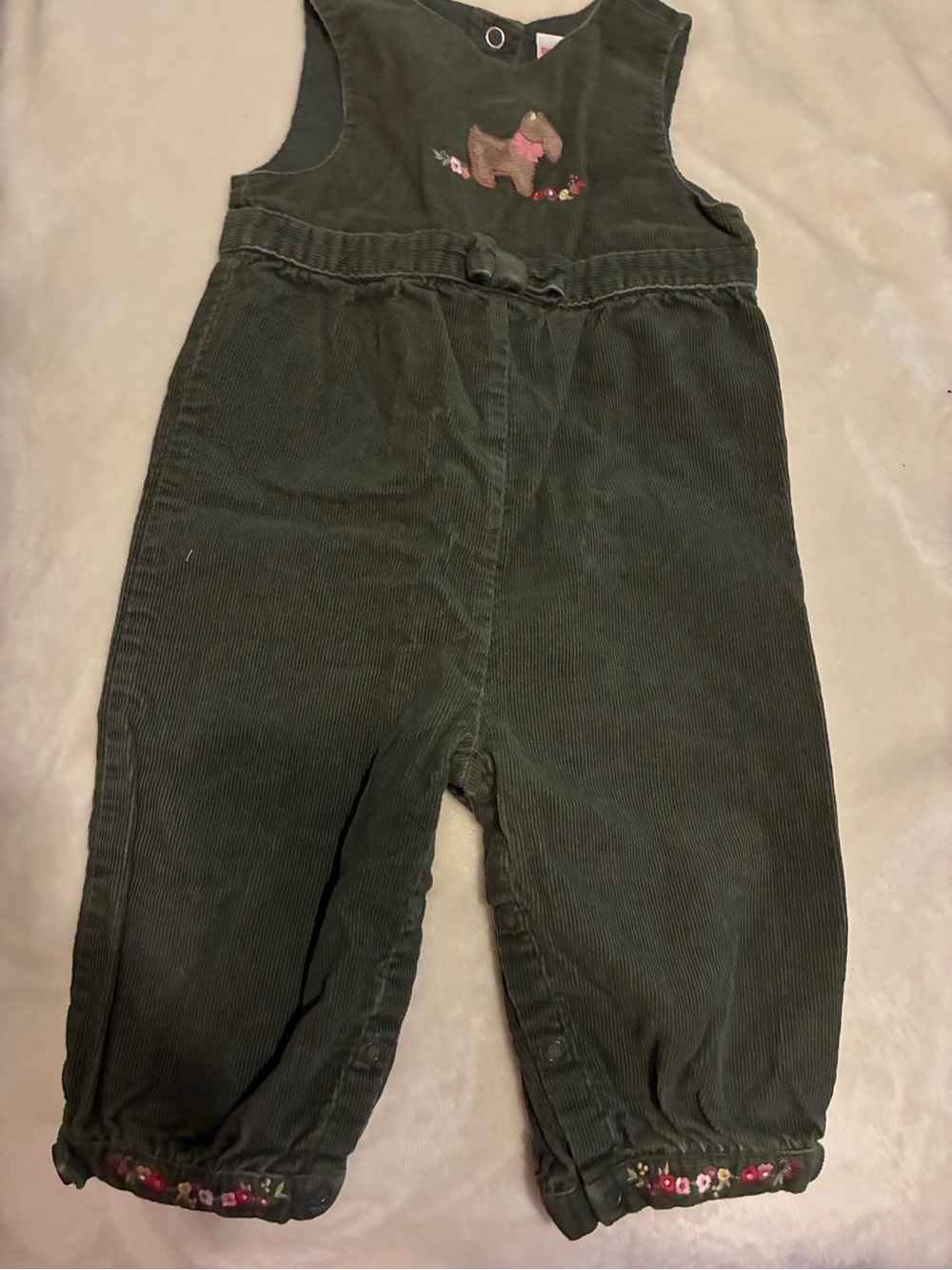 vtg gymboree 6-12 months baby girls green corduroy overalls